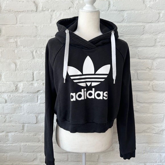 adidas Tops - Adidas Cropped Black Sweatshirt